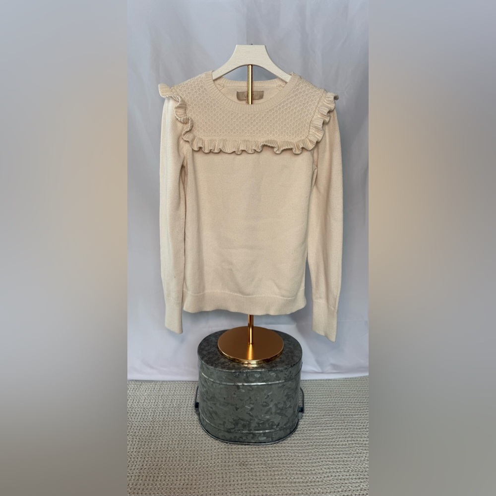 Loft cream ruffle sweater